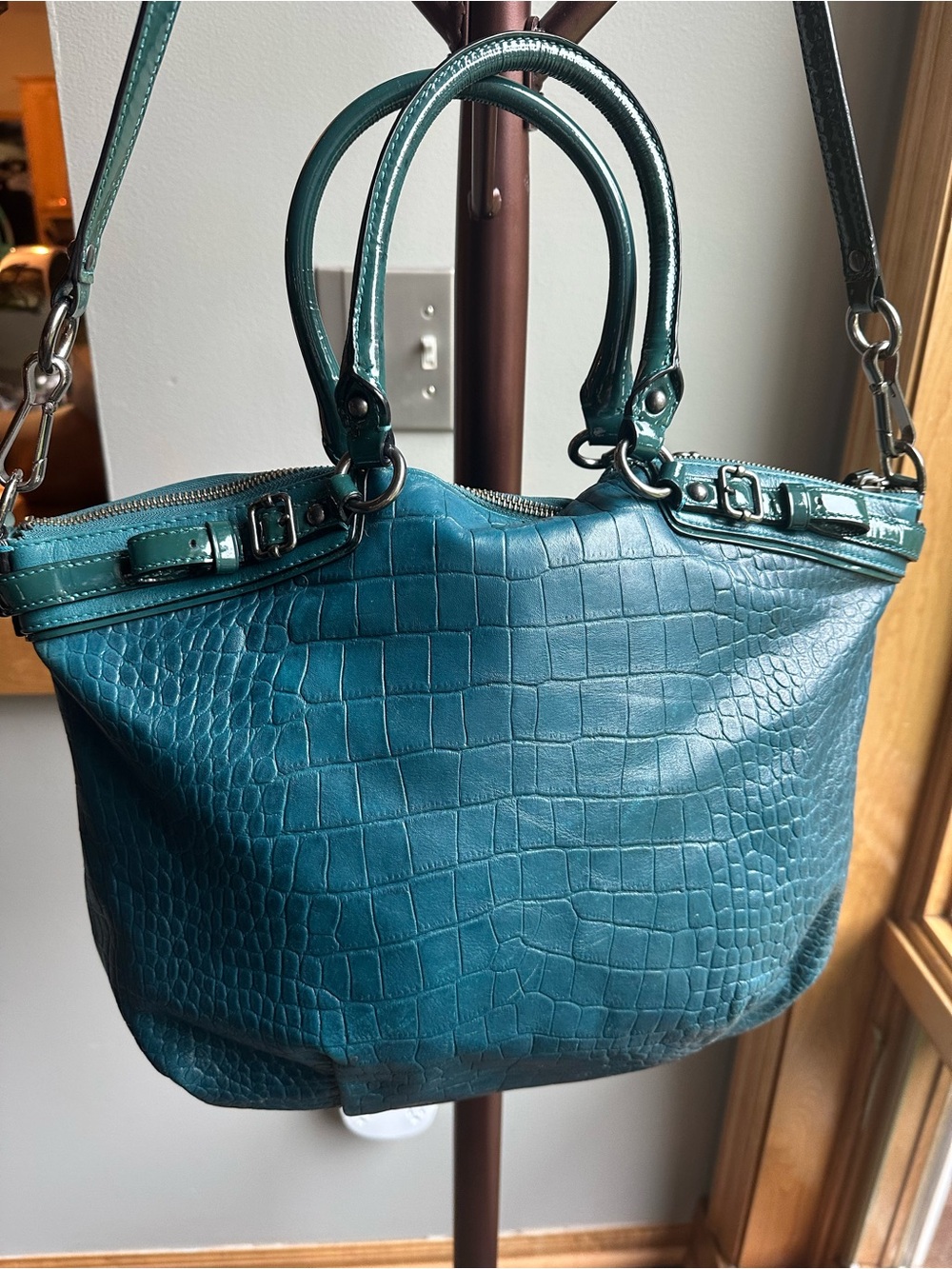 Teal Coach Madison Lindsey Satchel - Picture 2 of 9